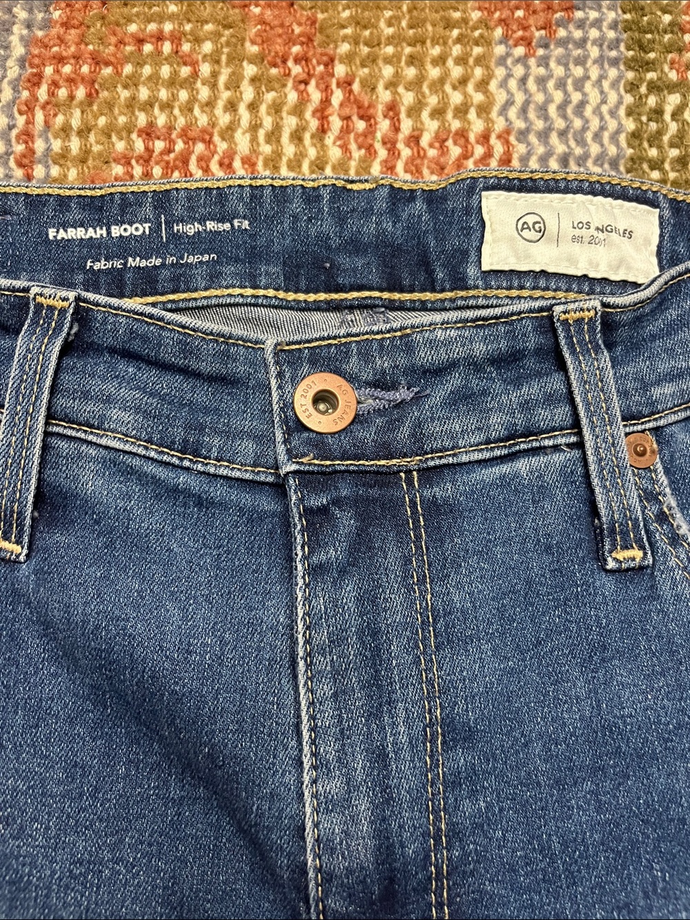 AG Farrah Bootcut Jeans High Rise 31x32 Dark Wash Designer Denim EUC - Picture 2 of 9